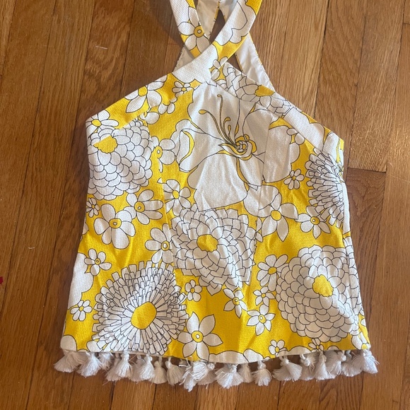 Trina Turk Yellow Tassle Trim Halter Top - Picture 2 of 2